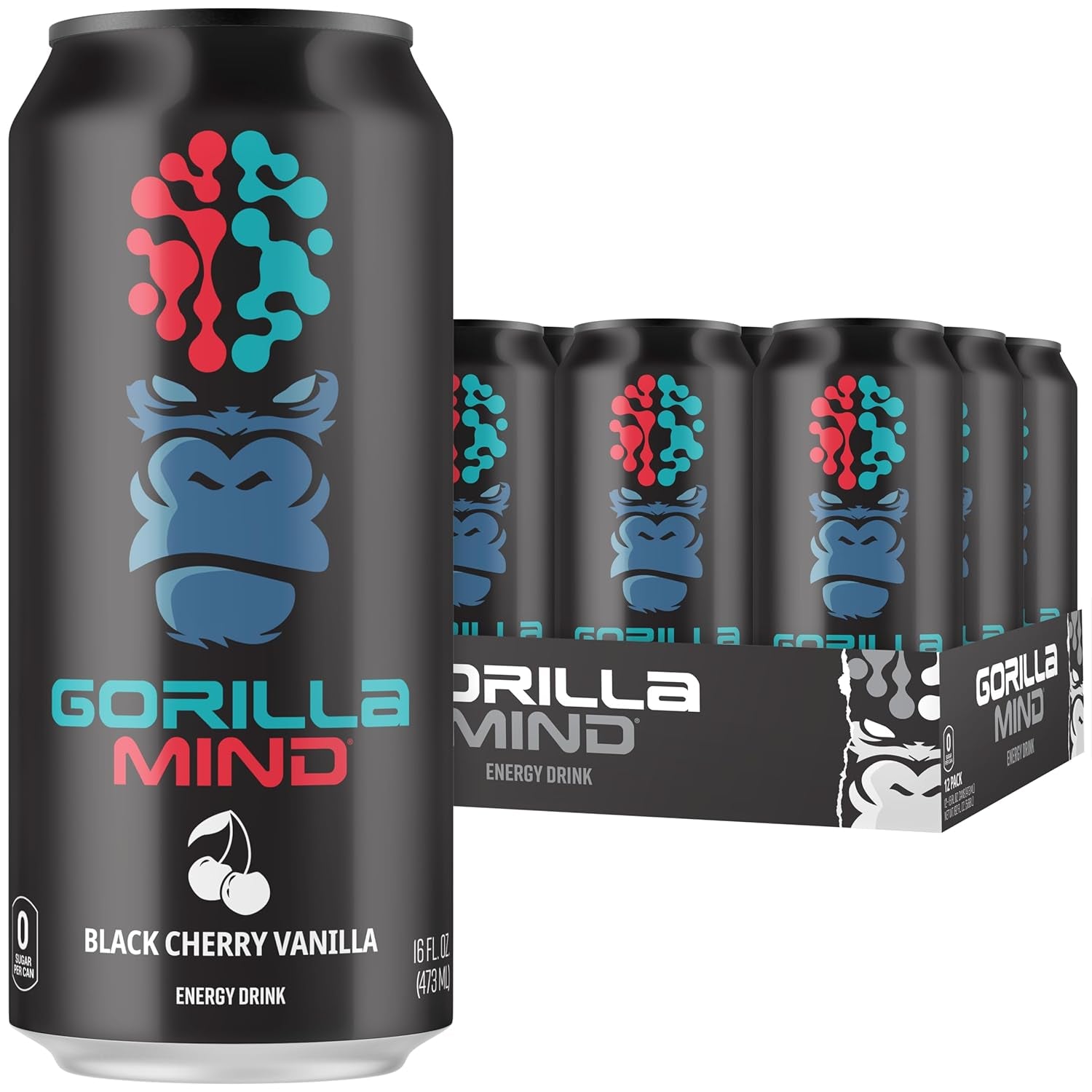 Energy Drink | Unmatched Energy · Amplified Focus | N-Acetyl-L-Tyrosine, Alpha-Gpc, 200Mg Caffeine, Uridine, Saffron | 0 Sugar or Artificial Colors | 16Oz, 12-Pack (Black Cherry Vanilla)