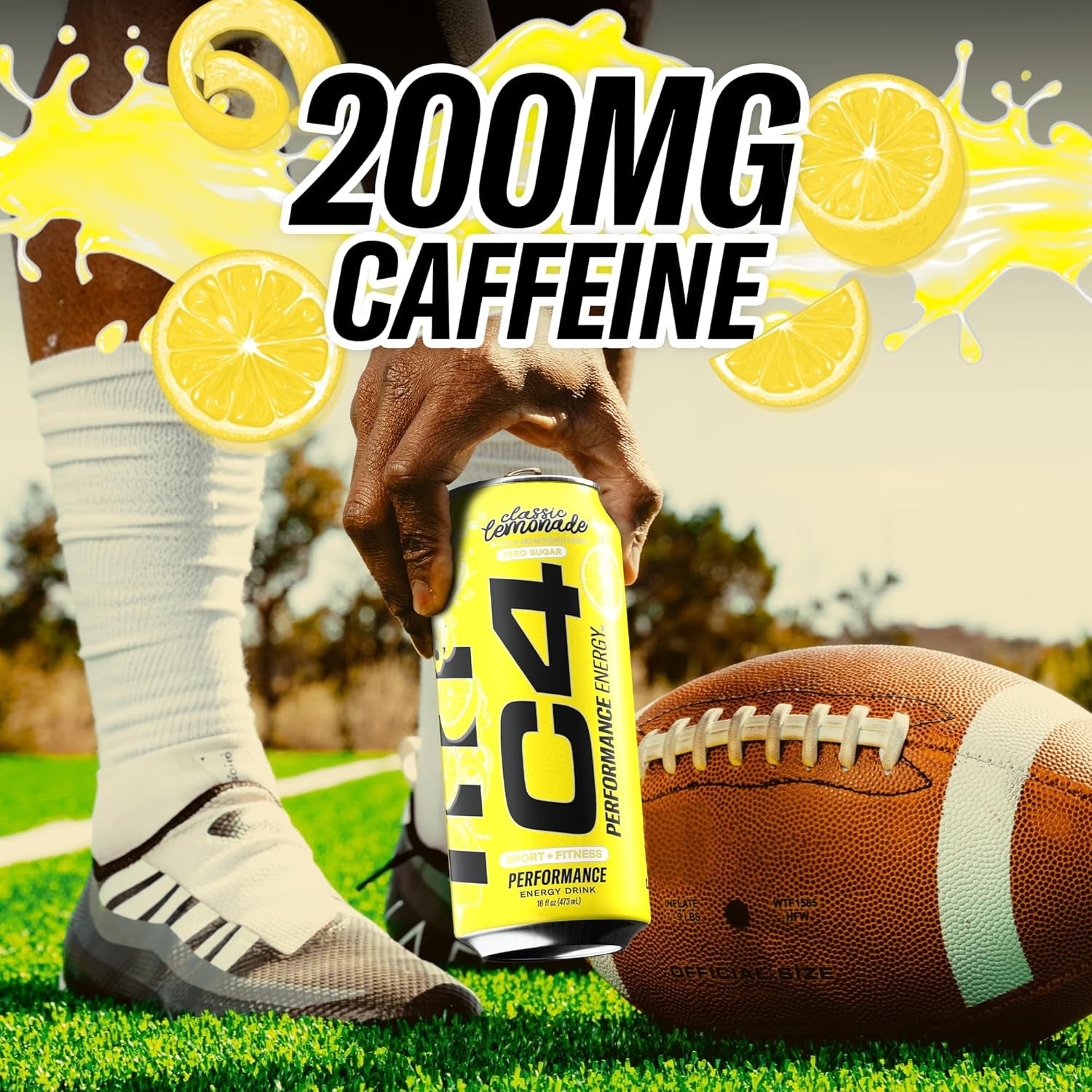 C4 Energy Drink, Lemonade Limited Edition Carbonated, Sugar Free Pre Workout Performance Drink with No Artificial Colors or Dyes, 16Oz Pack of 12