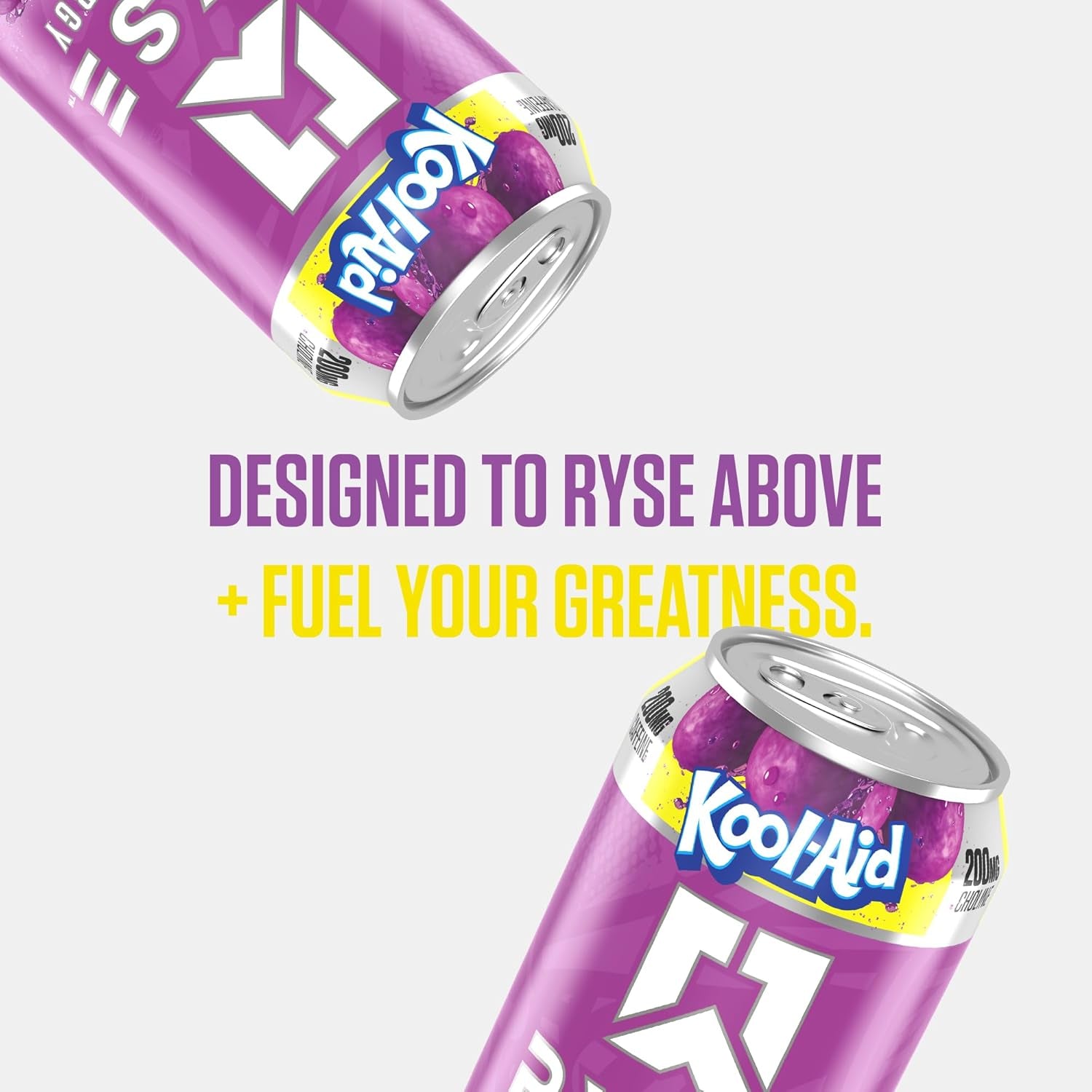 RYSE Fuel Energy Drink - Kool-Aid Grape - Sugar Free, Gluten Free & Vegan - 200Mg Natural Caffeine, Taurine & Choline for Focus & Energy - No Artificial Colors - 16 Fl Oz Cans (12-Pack)
