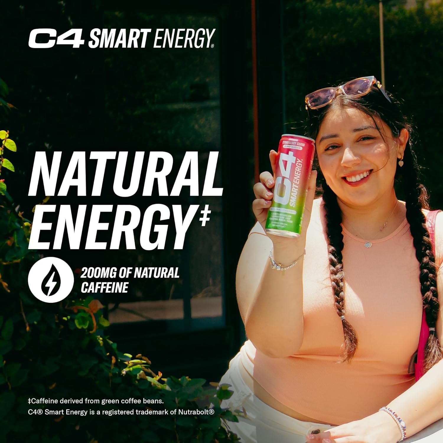 C4 Smart Energy Drink – Boost Focus and Energy with Zero Sugar, Natural Energy, and Nootropics - 200Mg Caffeine - Cherry Berry Lime (12Oz Pack of 12)