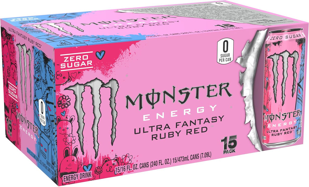 Energy Ultra Fantasy Ruby Red, Sugar Free Energy Drink, 16 Ounce (Pack of 15)