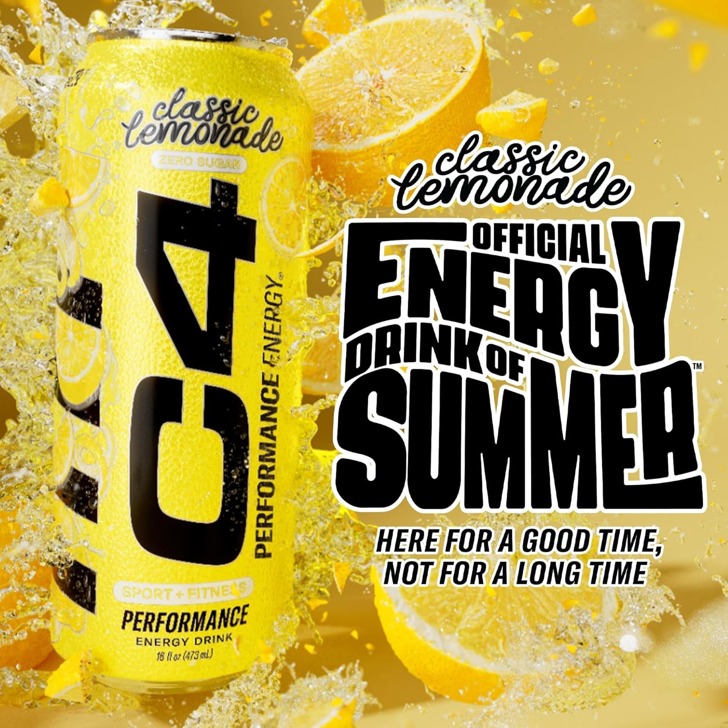 C4 Energy Drink, Lemonade Limited Edition Carbonated, Sugar Free Pre Workout Performance Drink with No Artificial Colors or Dyes, 16Oz Pack of 12