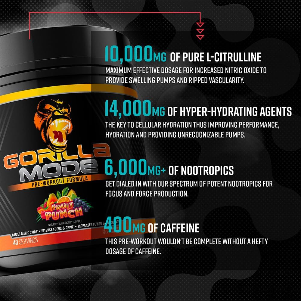 Pre Workout - Massive Pumps Laser Focus Energy Power - L-Citrulline, Creatine, L-Tyrosine, Betaine, Hydroprime, Alpha-Gpc, 400Mg Caffeine, Huperzine a - 812G (Cherry)
