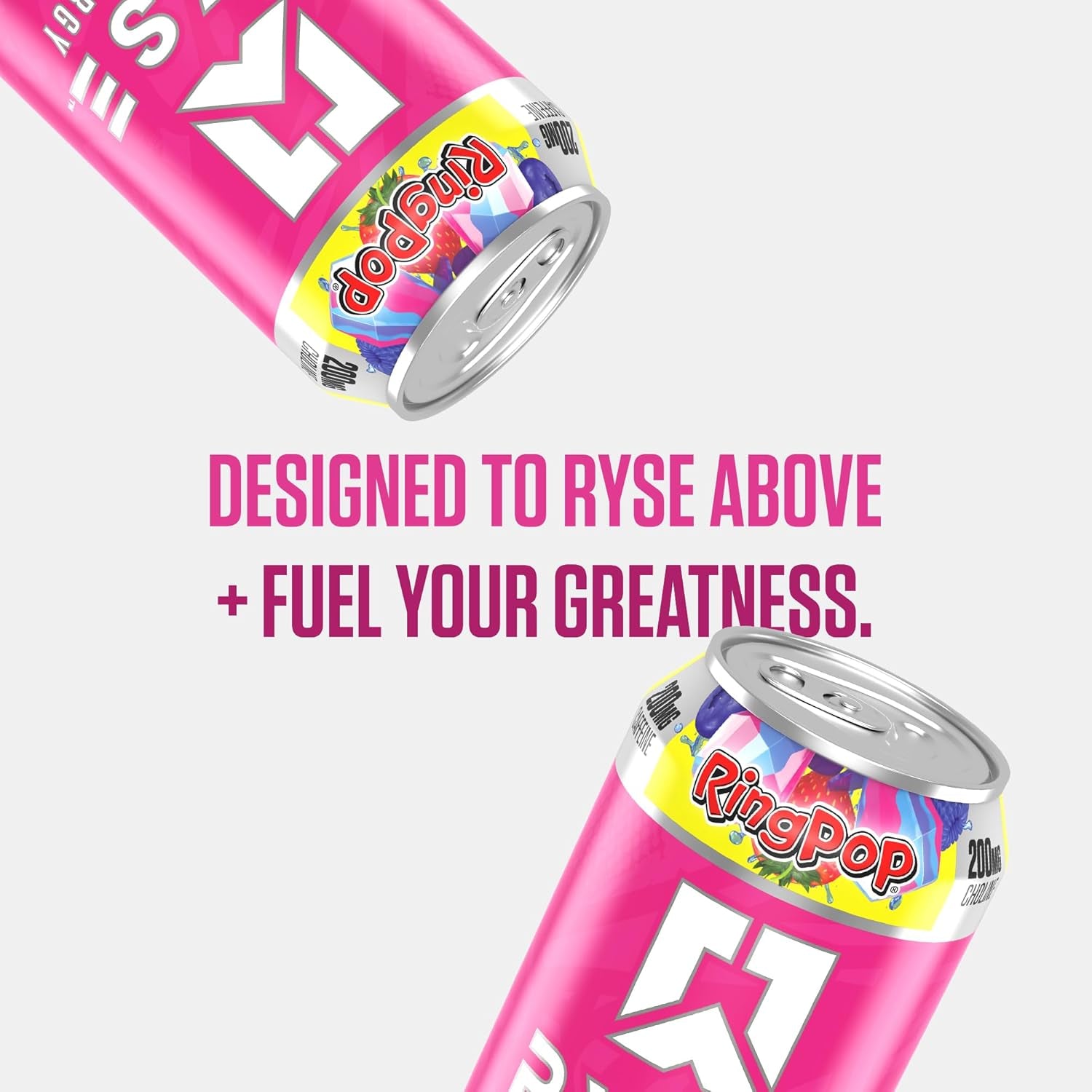 RYSE Fuel Energy Drink - Ring Pop Berry Blast - Sugar Free, Gluten Free & Vegan - 200Mg Natural Caffeine, Taurine & Choline for Focus & Energy - No Artificial Colors - 16 Fl Oz Cans (12-Pack)