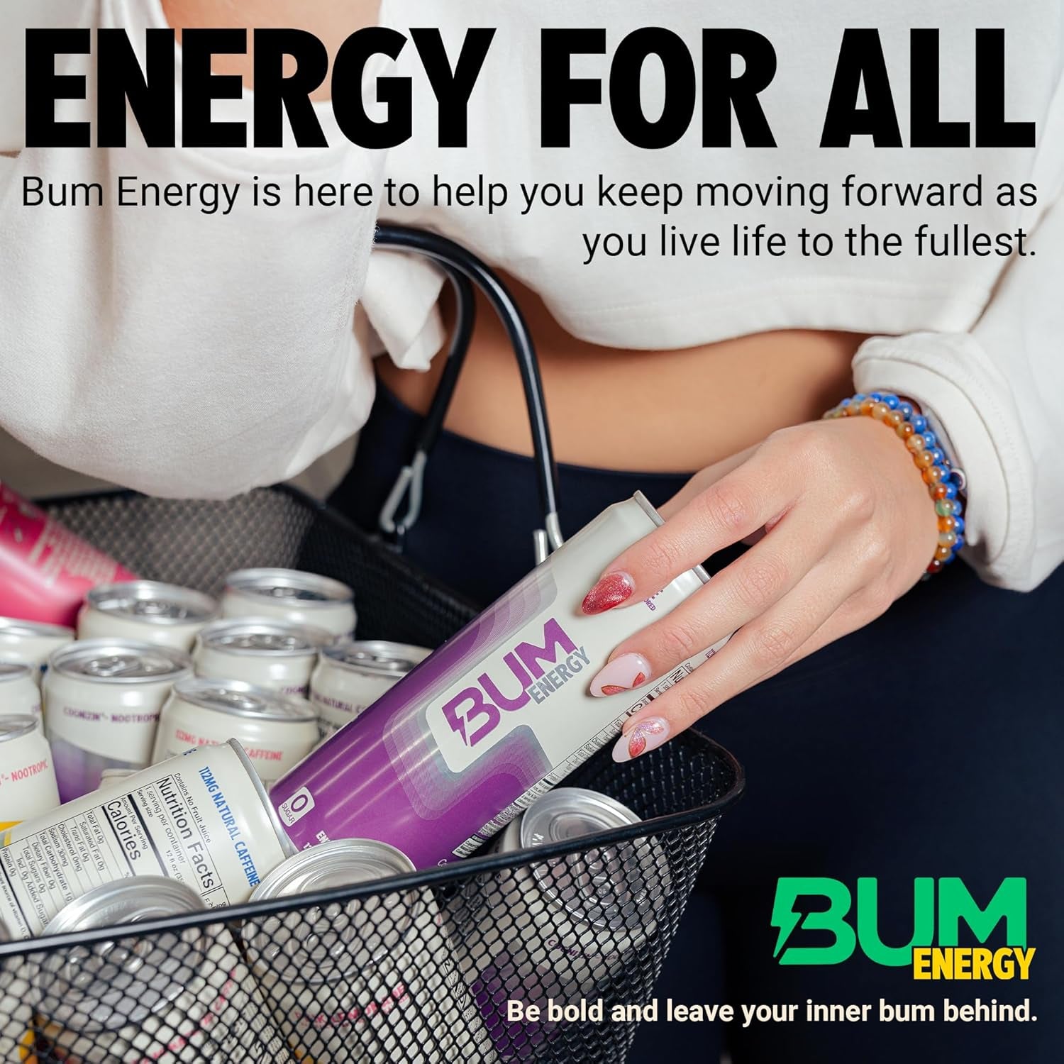 BUM Sugar-Free Energy Drink, Citrus Burst - Lightly Carbonated & No Artificial Colors, Natural Caffeine & Citicoline for Energy & Focus, Brain Boost & Workout Sports Beverage - 12 Oz, Pack of 12