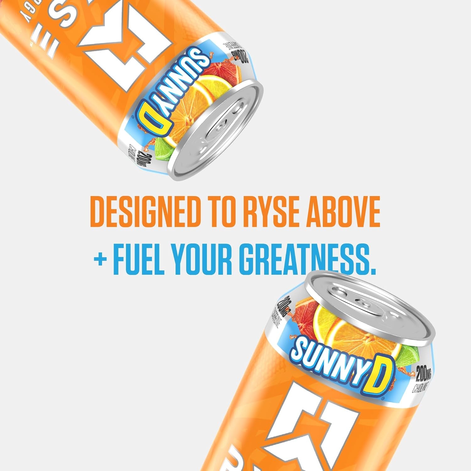 RYSE Fuel Energy Drink - Sunnyd Tangy Original - Sugar Free, Gluten Free & Vegan - 200Mg Natural Caffeine, Taurine & Choline for Focus & Energy - No Artificial Colors - 16 Fl Oz Cans (12-Pack)