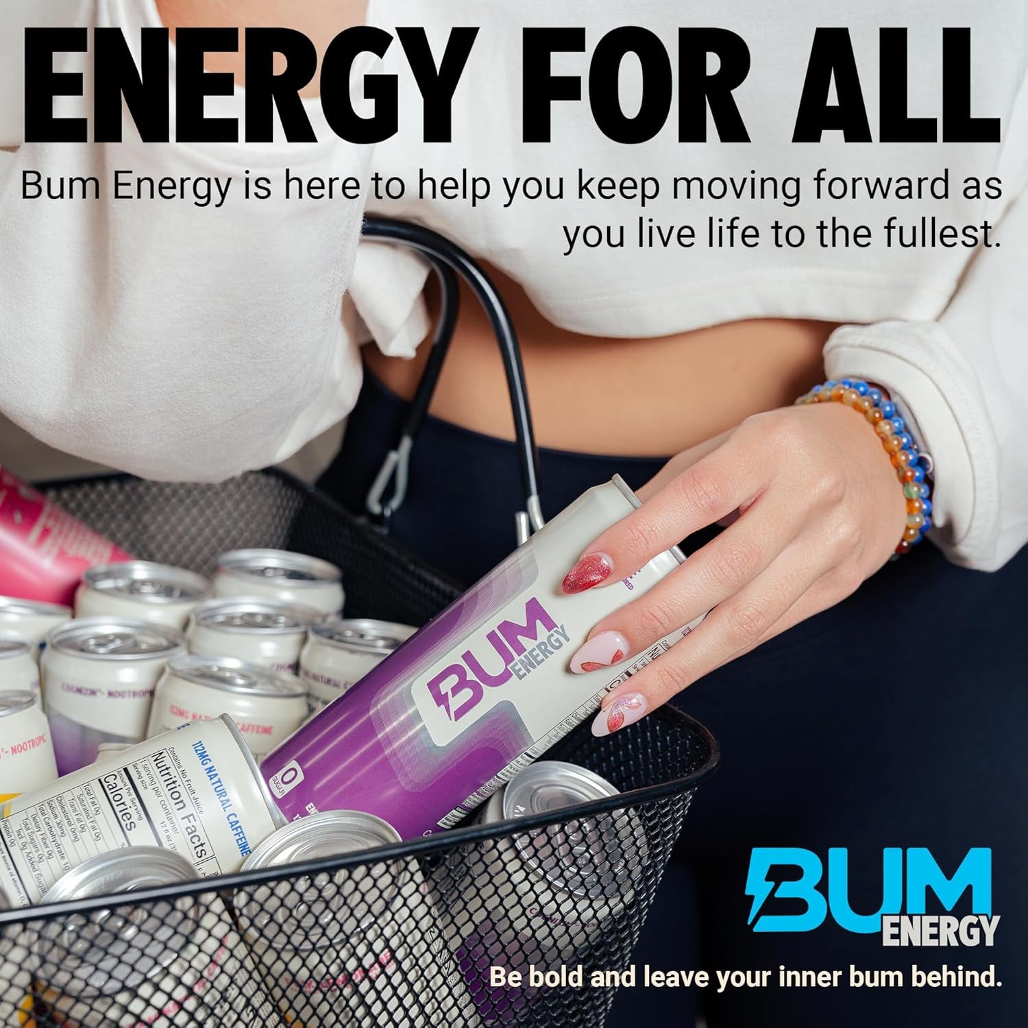 BUM Sugar-Free Energy Drink, Blue Snow Cone - Lightly Carbonated & No Artificial Colors, Natural Caffeine & Citicoline for Energy & Focus, Brain Boost & Workout Sports Beverage - 12 Oz, Pack of 12
