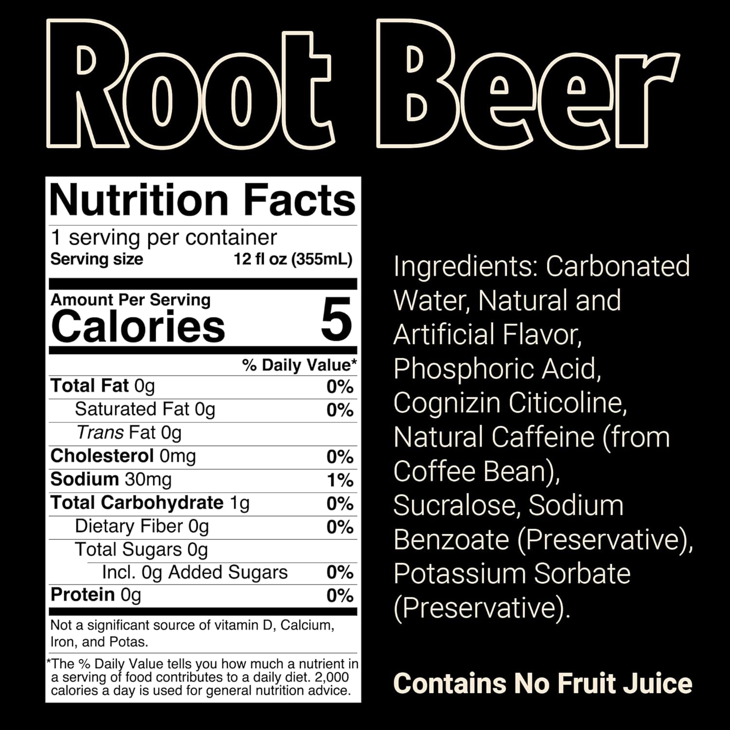 BUM Sugar-Free Energy Drink, Root Beer - Lightly Carbonated & No Artificial Colors, Natural Caffeine & Citicoline for Energy & Focus, Brain Boost & Workout Sports Beverage - 12 Oz, Pack of 12