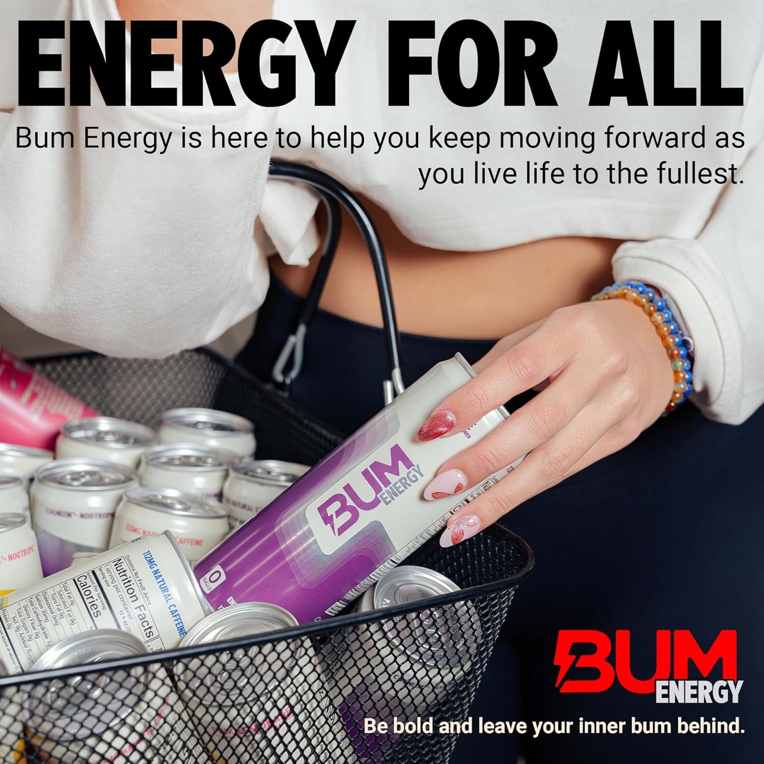 BUM Sugar-Free Energy Drink, Cherry Frost - Lightly Carbonated & No Artificial Colors, Natural Caffeine & Citicoline for Energy & Focus, Brain Boost & Workout Sports Beverage - 12 Oz, Pack of 12